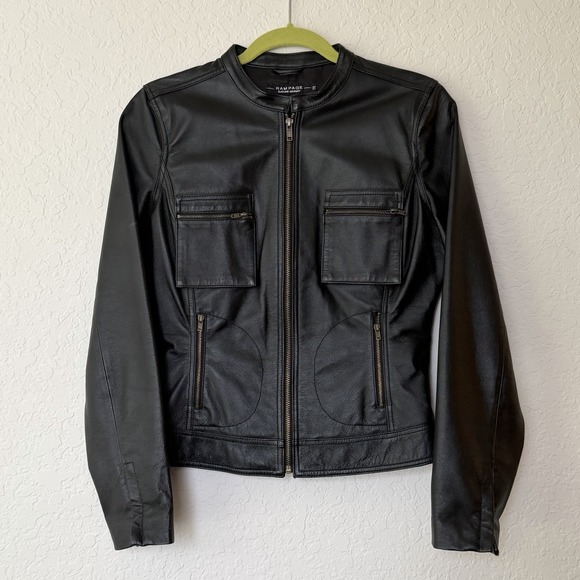 Rampage Jackets & Blazers - Y2k Vintage Rampage 100% Leather Jacket Size Medium Black Moto Chic Biker Baddie